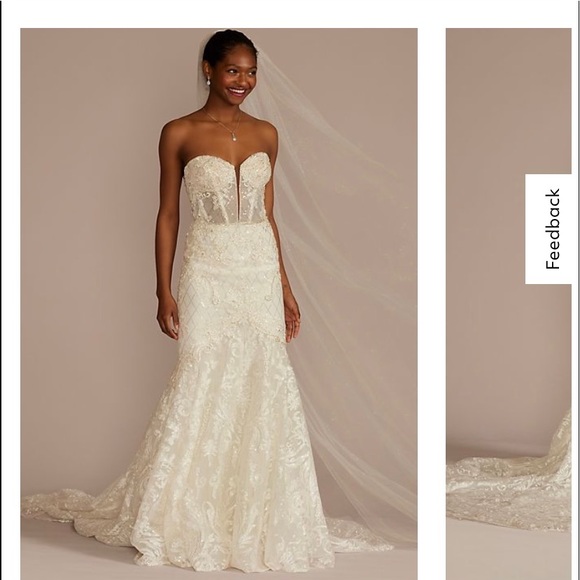 Brand New Never Worn/Altered Size 16 Ivory David’s Bridal Wedding Dress.